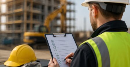 Site manager reviewing SMSTS entry requirements checklist