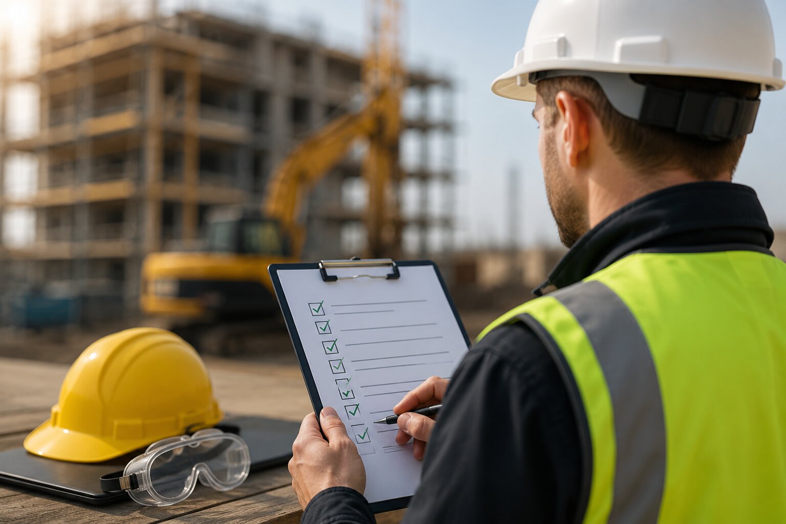Site manager reviewing SMSTS entry requirements checklist